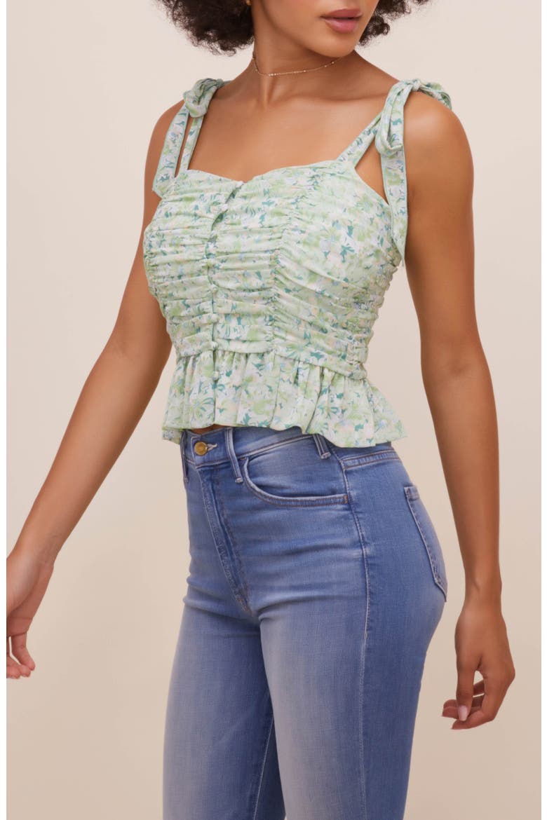 Tie Shoulder Peplum Crop Tank, Alternate, color, GREEN WHITE FLORAL