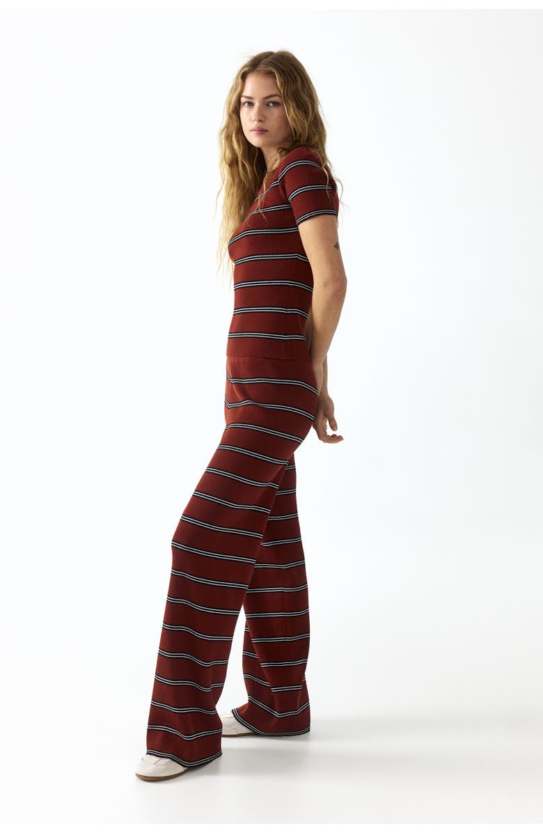 H&M Rib-knit pants, Alternate, color, Dark Red/Striped
