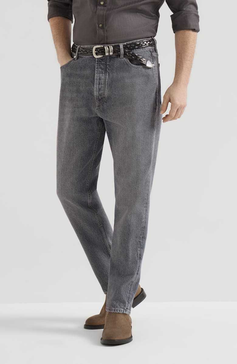 Brunello Cucinelli Greyscale denim trousers, Alternate, color, Medium Grey