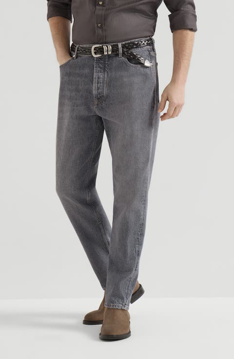 Greyscale denim trousers