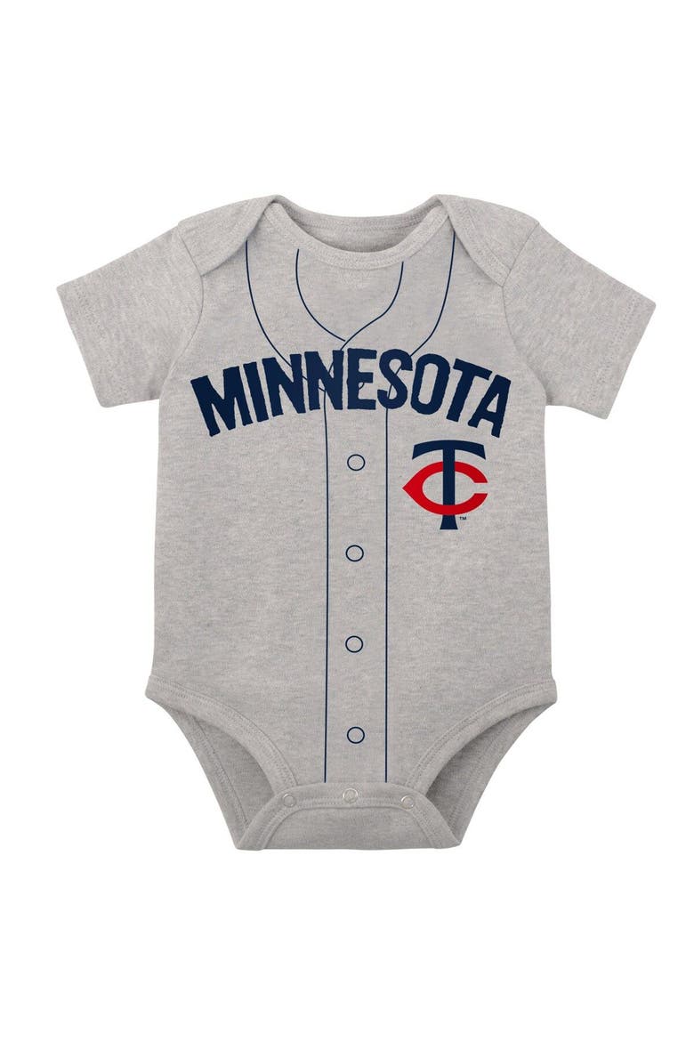 Infant White/Heather Gray Minnesota Twins Two-Pack Little Slugger Bodysuit Set, Alternate, color, White
