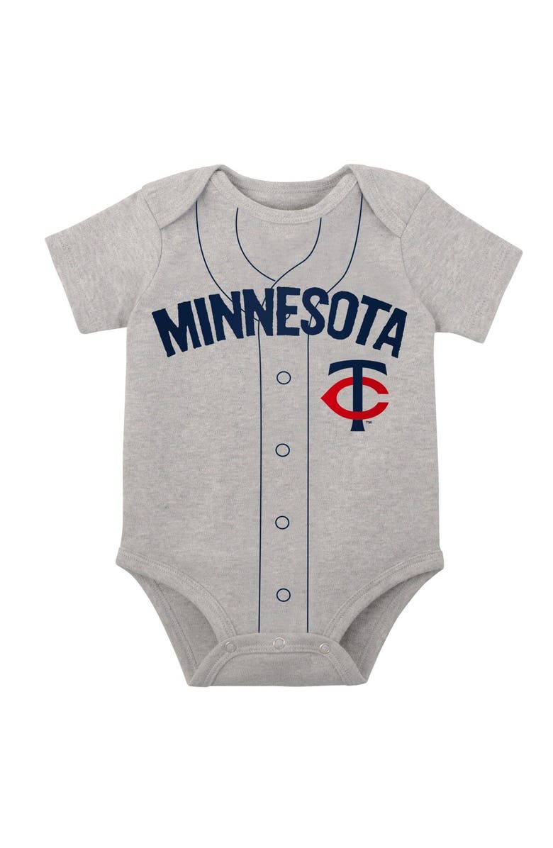 Outerstuff Infant White/Heather Gray Minnesota Twins Two-Pack Little Slugger Bodysuit Set, Alternate, color, White