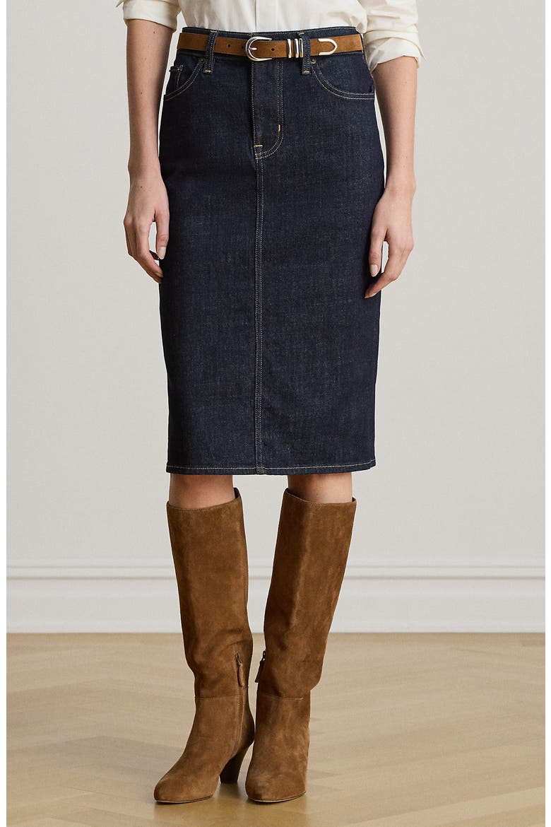 Denim Pencil Skirt, Alternate, color, RINSE WASH BLUE