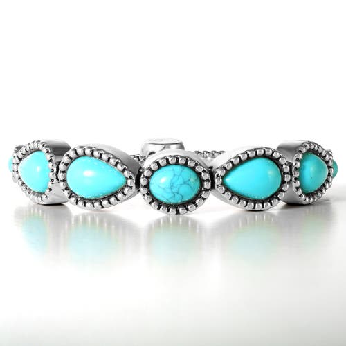 Jessica Simpson Turquoise Stone Slider Bracelet In Metallic