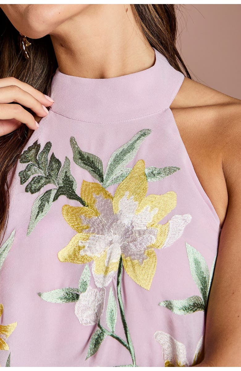 Coast Floral Embroidery Midi Dress, Alternate, color, Lilac