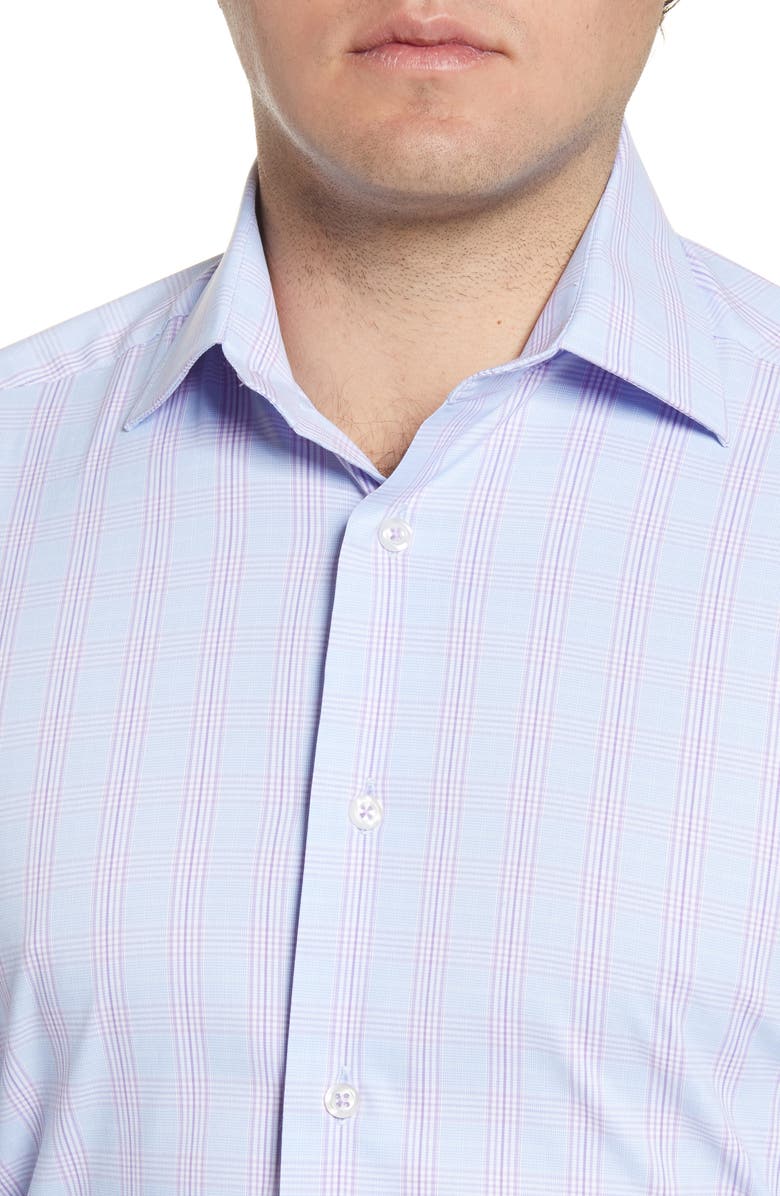 David Donahue Trim Fit Performance Stretch Plaid Dress Shirt, Alternate, color,