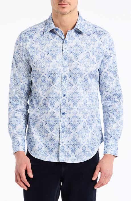 Robert Graham Delancey Damask Print Stretch Cotton Button-Up Shirt