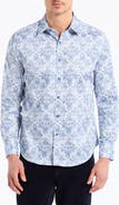 Robert Graham Delancey Damask Print Stretch Cotton Button-Up Shirt