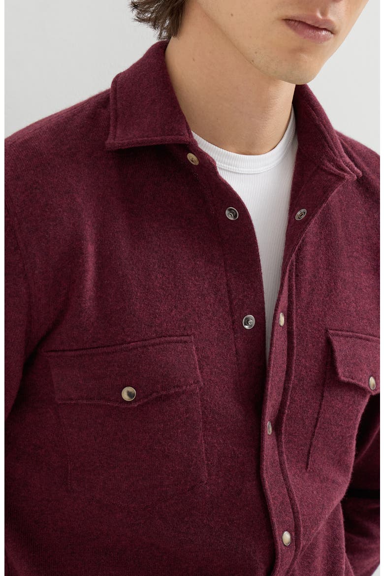 Virgin wool, cashmere and silk knit shirt, Alternate, color, Burgundy