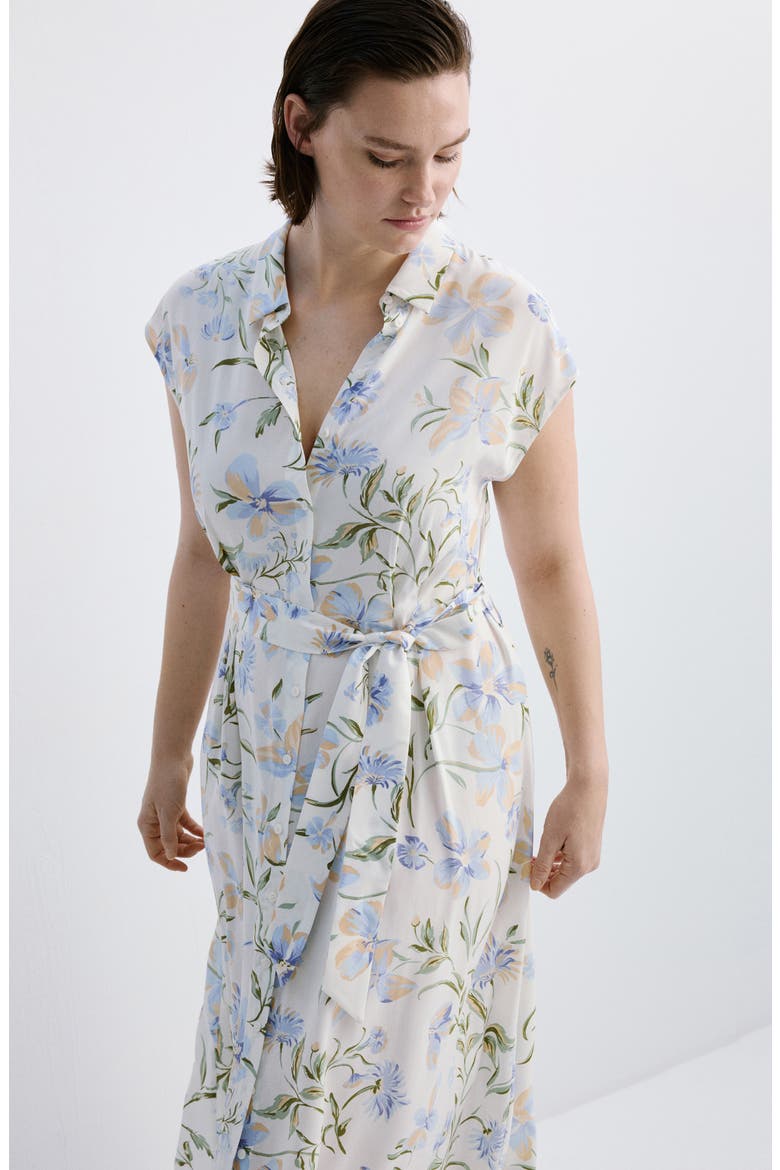 Floral Print Midi Shirtdress, Alternate, color, ECRU