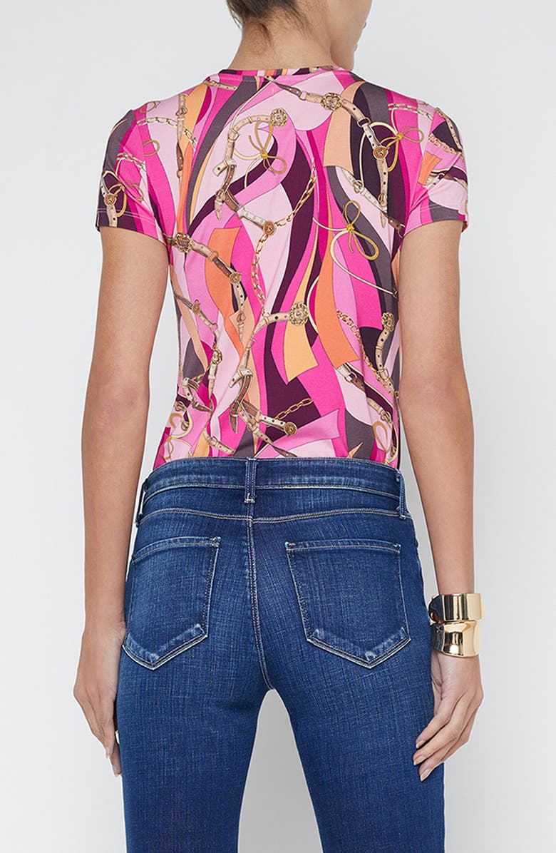 L'AGENCE Ressi Swirl Print T-Shirt, Alternate, color, Pink Buckle Swirl