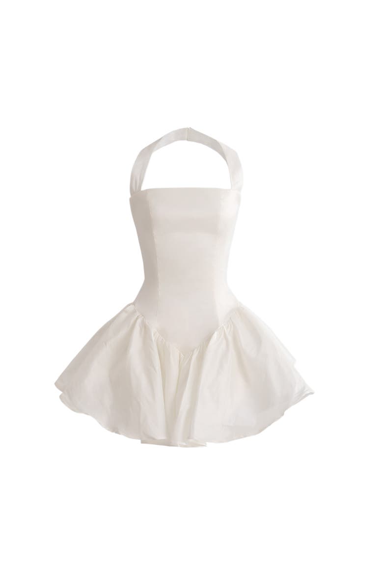 Halter Flared Dress, Main, color, White