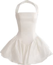 Tulleen Halter Flared Dress