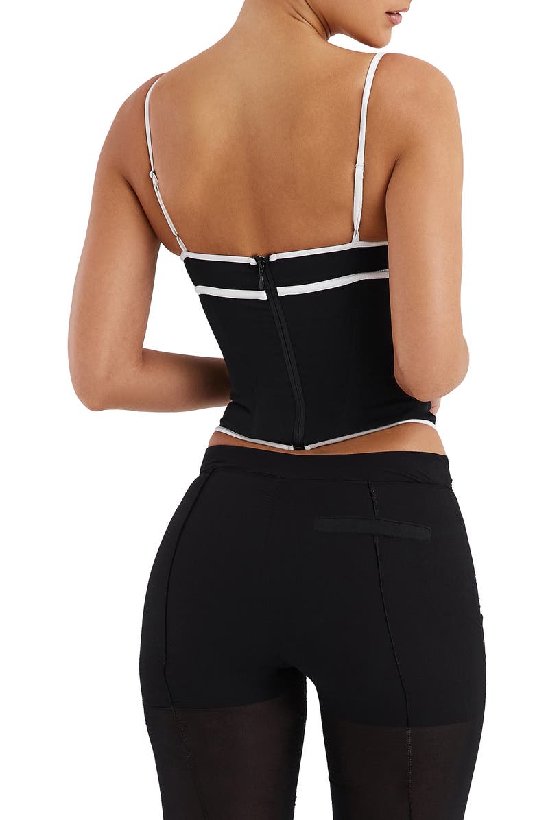 Mistress Rocks Contrast Trim Corset Top, Alternate, color, Black
