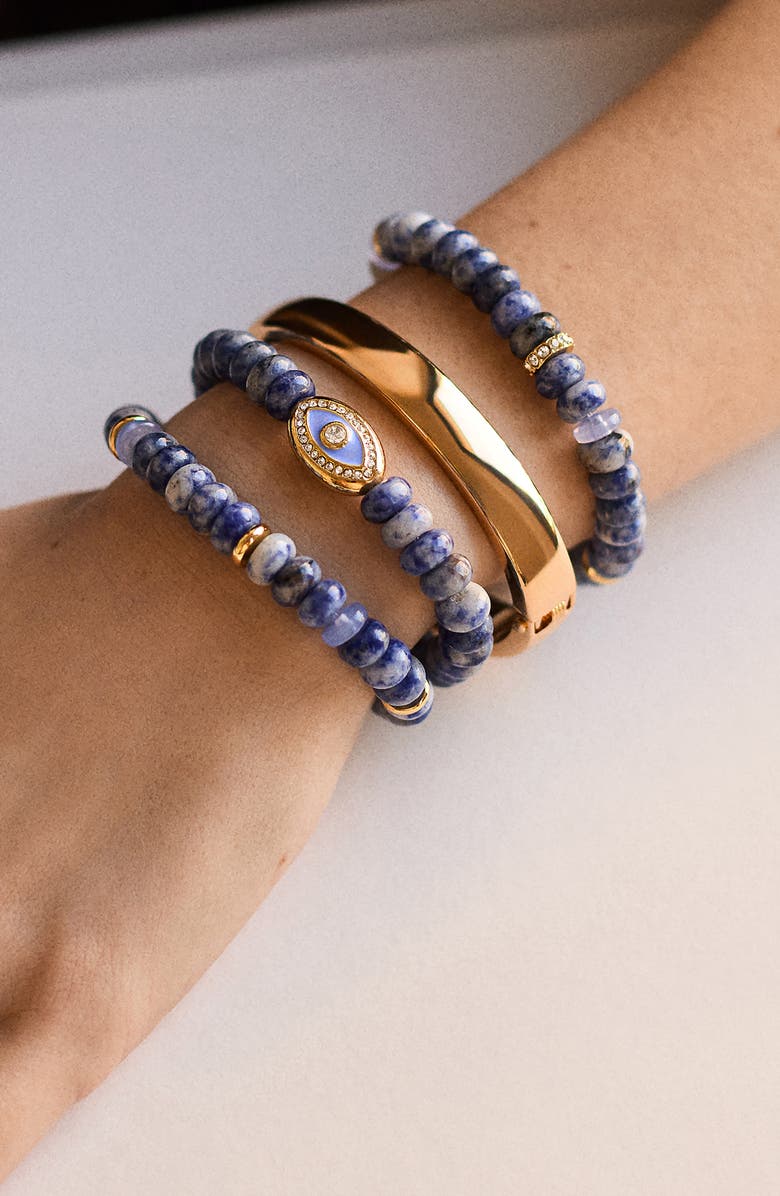BaubleBar Energy Aligned Evil Eye Bracelet, Alternate, color, Drk Blue