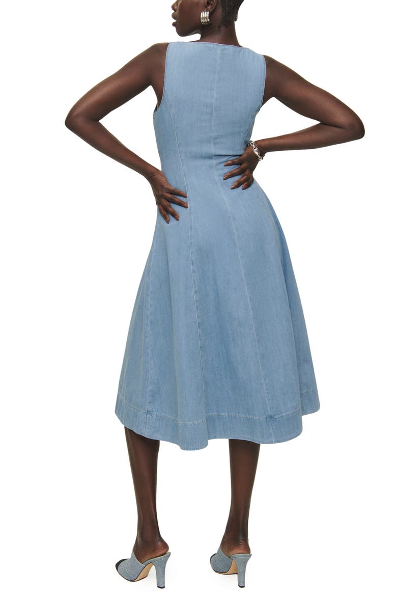Sebastien Button Front Organic Cotton Denim Midi Dress, Alternate, color, SAVANNAH