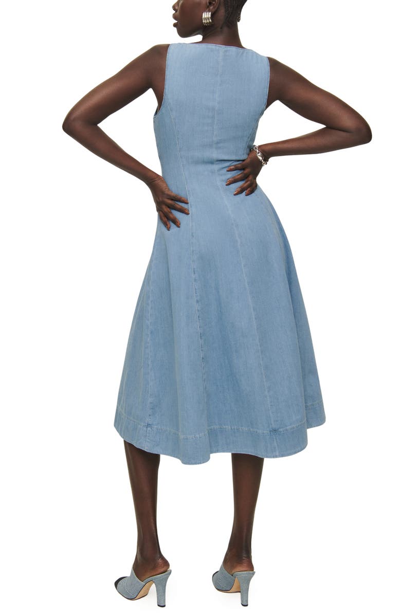 Reformation Sebastien Button Front Organic Cotton Denim Midi Dress, Alternate, color, 
