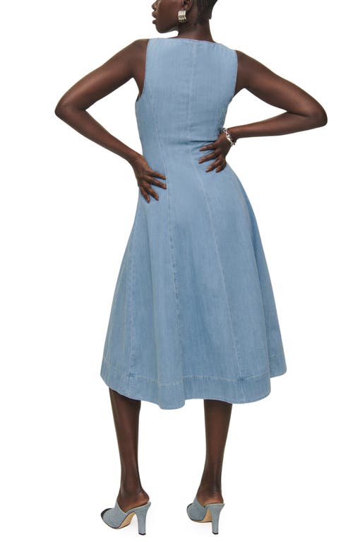 Reformation Sebastien Button Front Organic Cotton Denim Midi Dress In Savannah