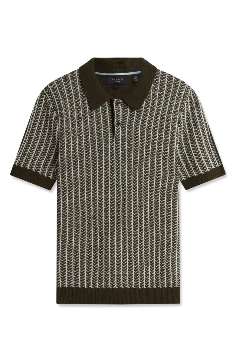 Ted Baker Kolomer Textured Herringbone Polo, Alternate, color, Olive