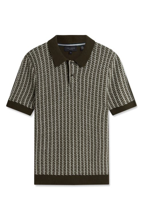 Ted Baker Kolomer Textured Herringbone Polo In Brown