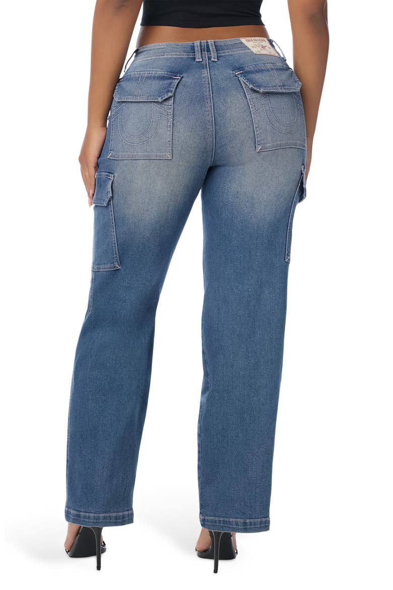Straight Leg Cargo Denim Jeans, Alternate, color, LIGHT BIG SKY COUNTRY WASH