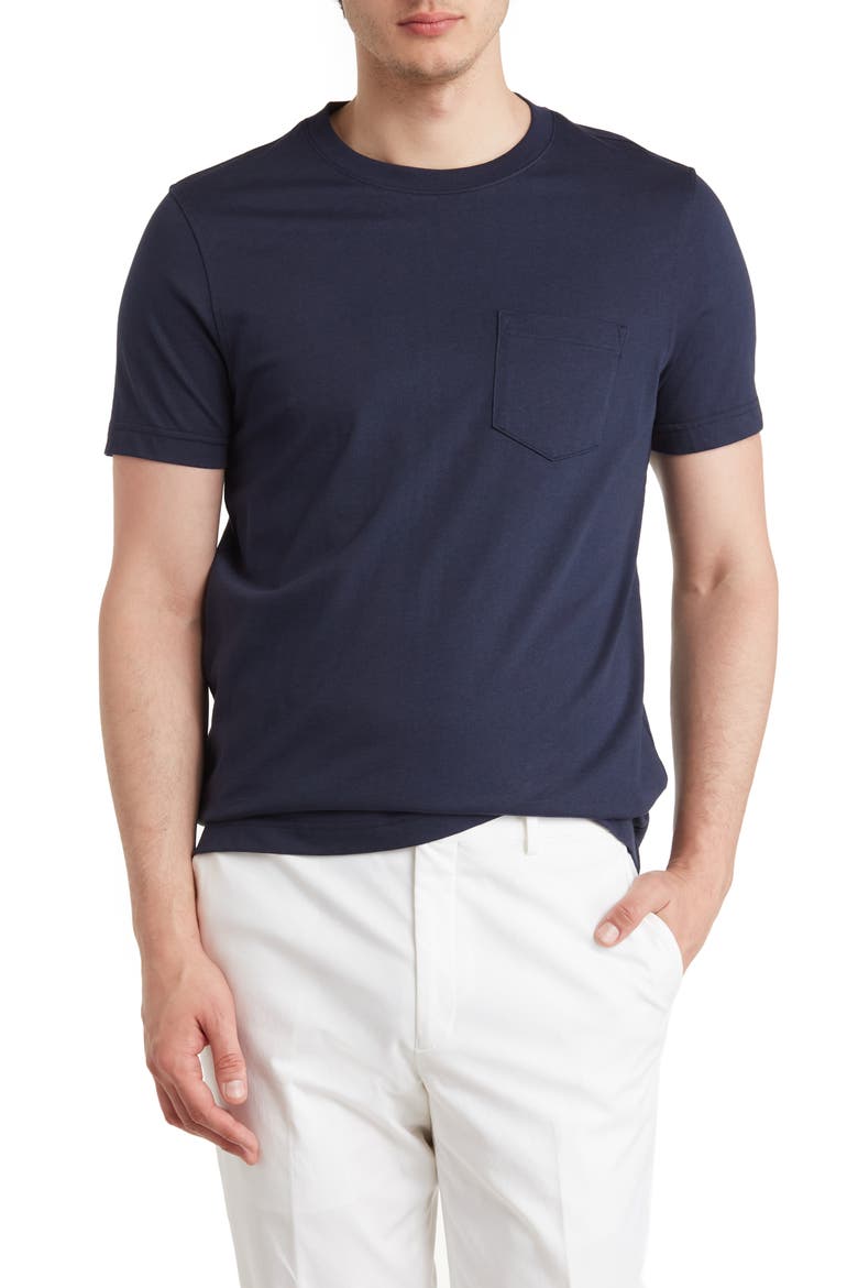 Cotton Jersey Knit Pocket T-Shirt, Main, color, NAVY BLAZER