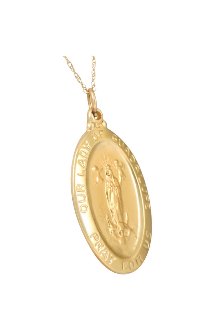 14k Gold Lady Of Guadalupe Medal Pendant  1" Tall 4 Grams, Alternate, color, Yellow Gold