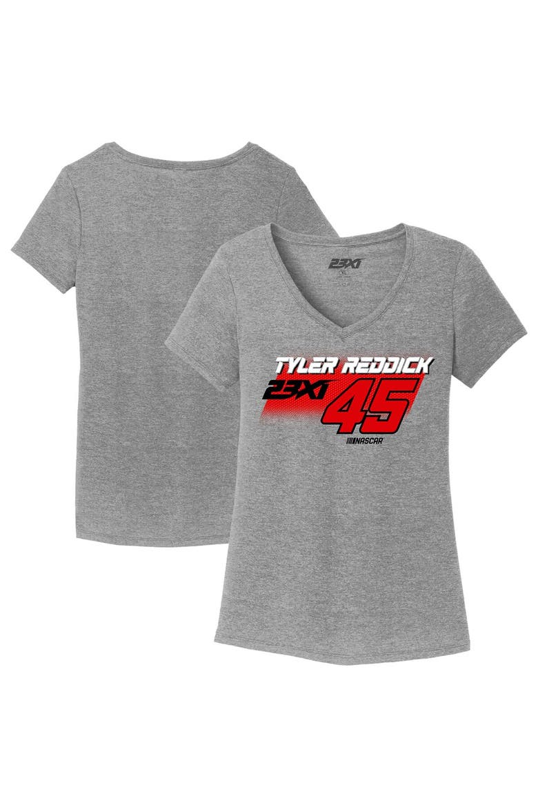 Women's 23XI Racing  Gray Tyler Reddick Tri-Blend V-Neck T-Shirt, Main, color, Gray