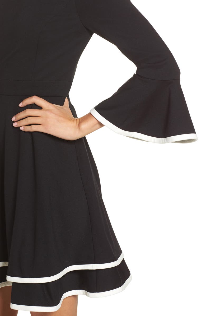 Eliza J Long Bell Sleeve Fit & Flare Minidress, Alternate, color,