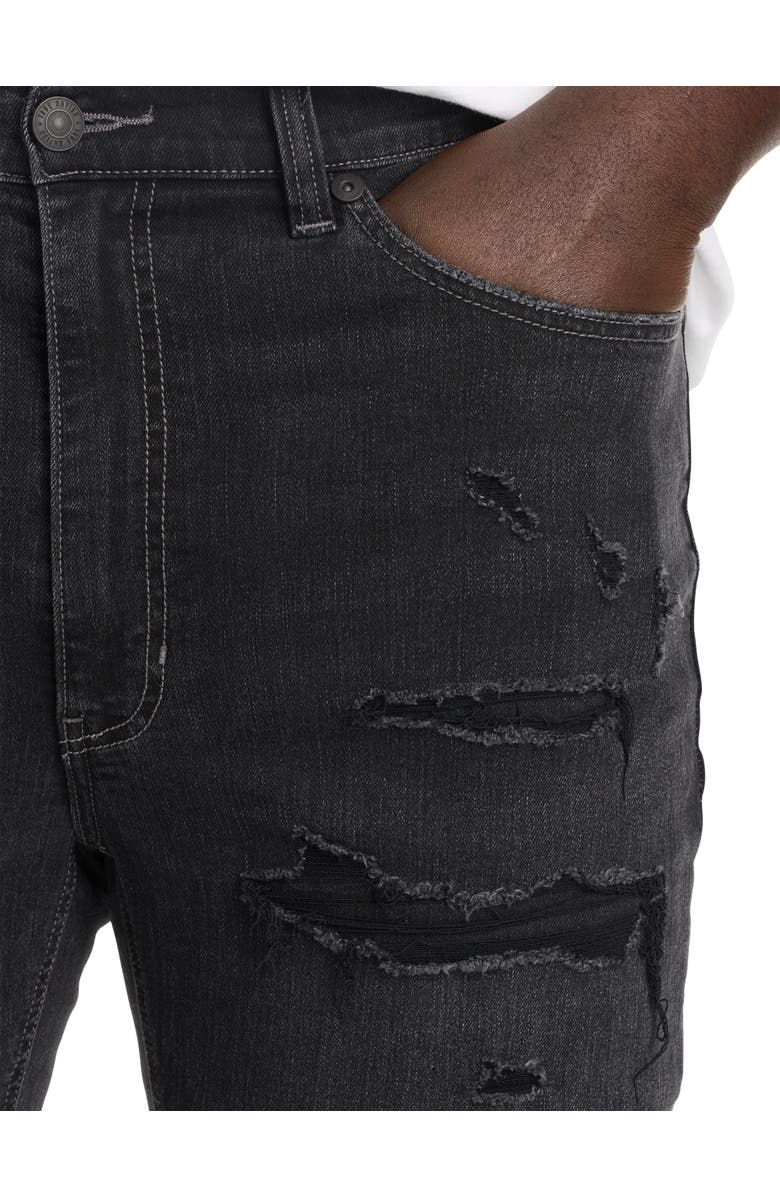 True Nation by DXL Big & Tall Rip and Repair Tapered-Fit Black Jeans, Alternate, color, 