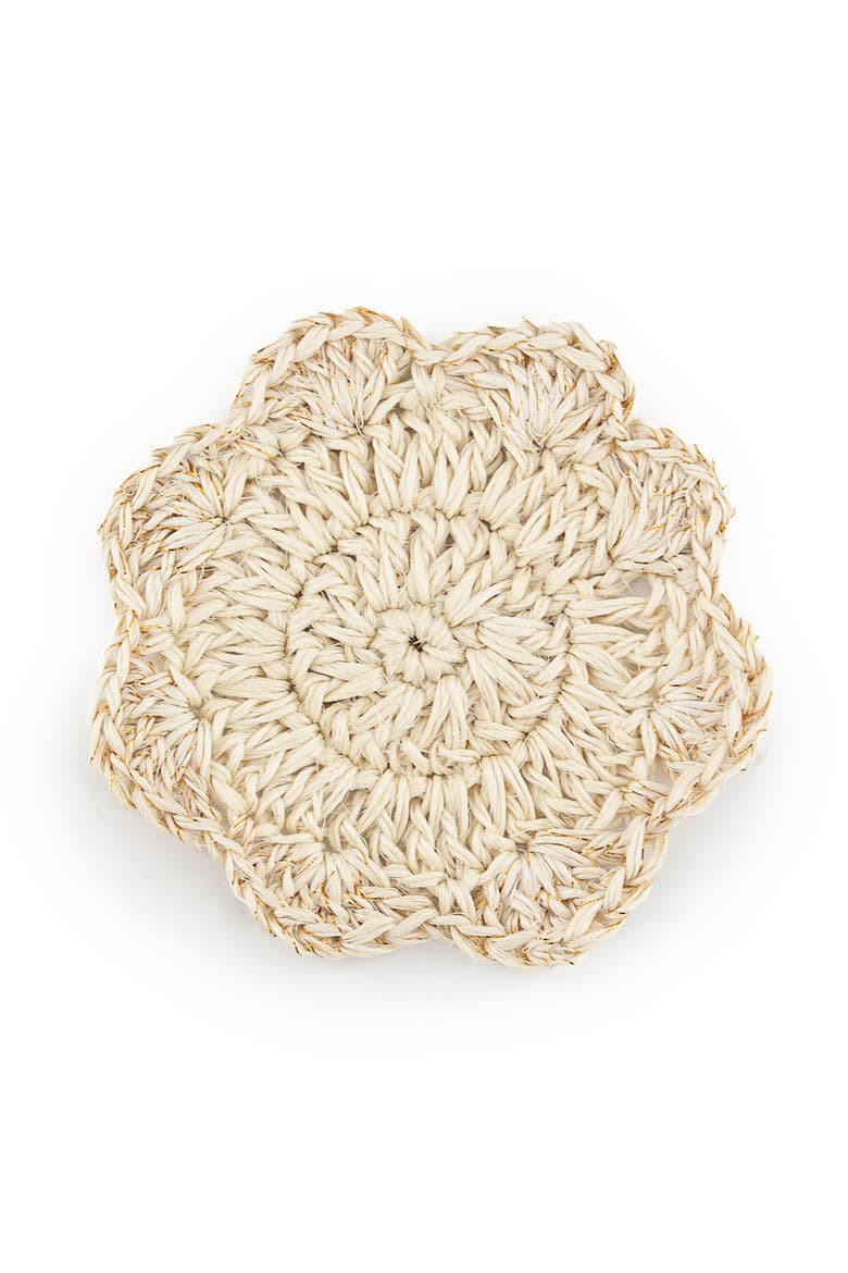 Hand Crocheted Coasters - Verbena  - Set of 4, Alternate, color, Natural