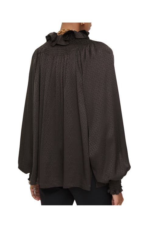 Burberry Geometric Silk Blouse In Brown