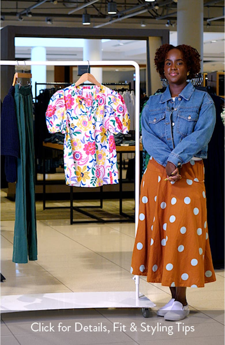 Punta Alta Berisa Split Neck Puff Sleeve Cotton Top, sales video thumbnail
