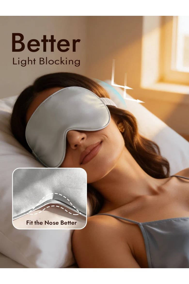 Silk Eye Mask And Envelope Pouch, Alternate, color, Silver