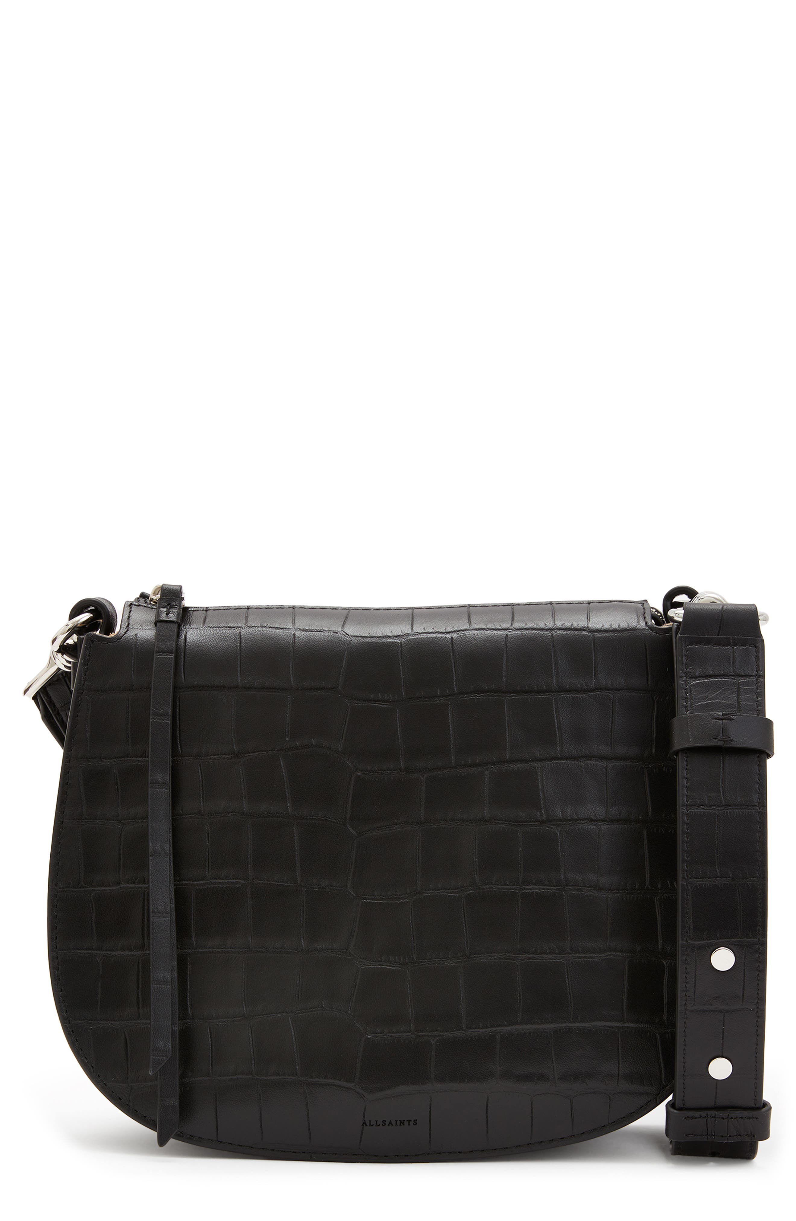 AllSaints Captain Leather Crossbody Bag, Main, color, 