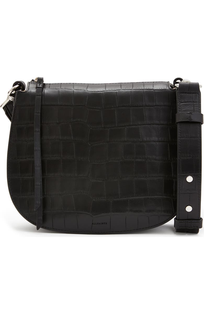 AllSaints Captain Leather Crossbody Bag, Main, color,