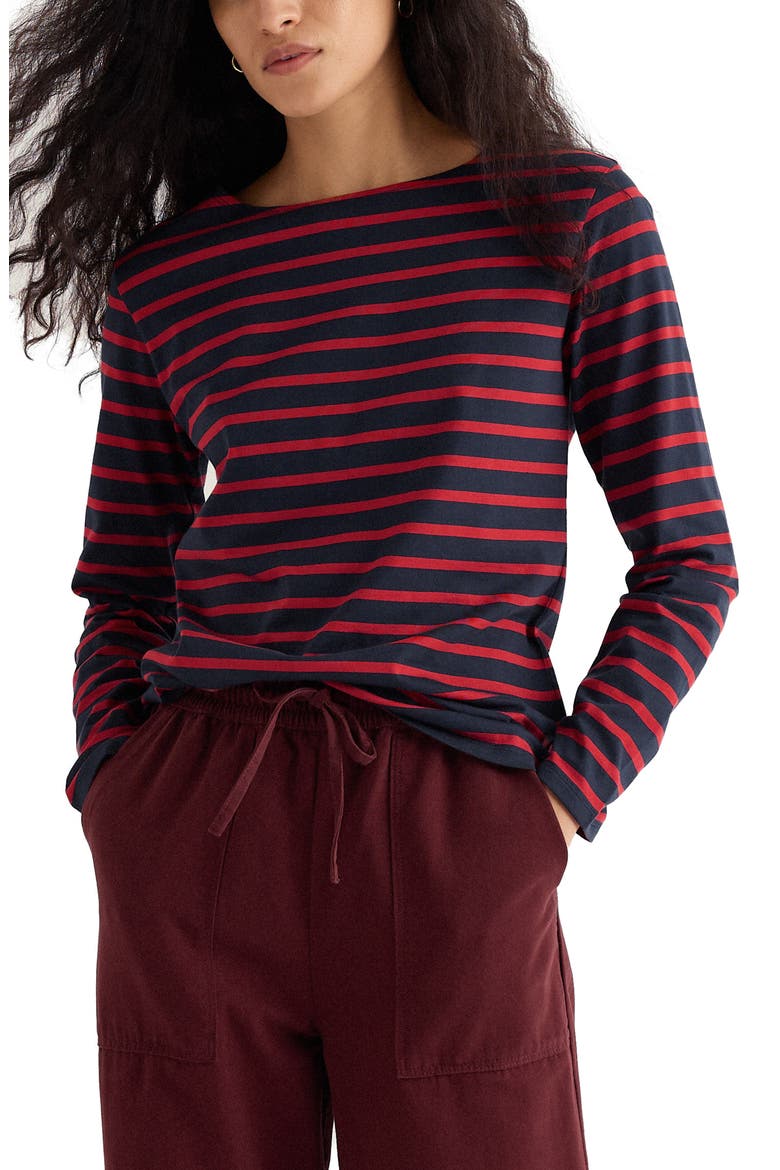 Sailor Stripe Organic Cotton Top, Main, color, BRETON MARITIME DEEP RUST