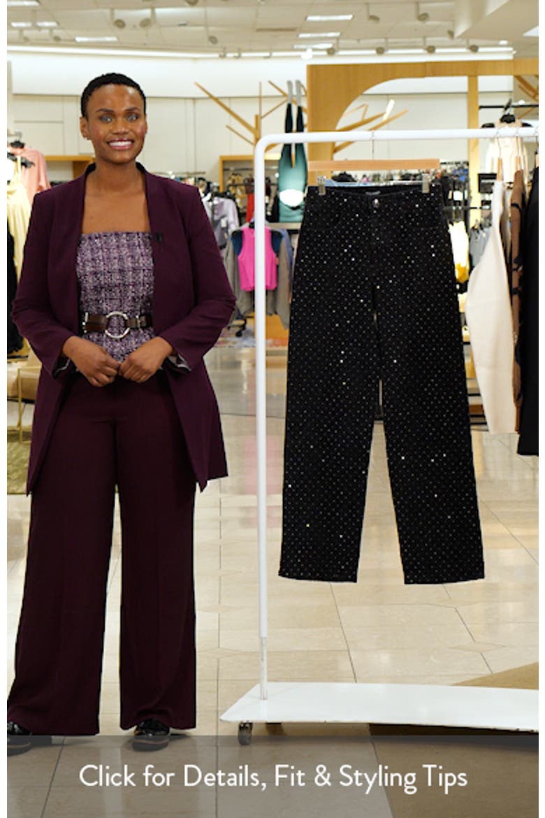 Avaline Crystal Embellished High Waist Relaxed Straight Leg Jeans video