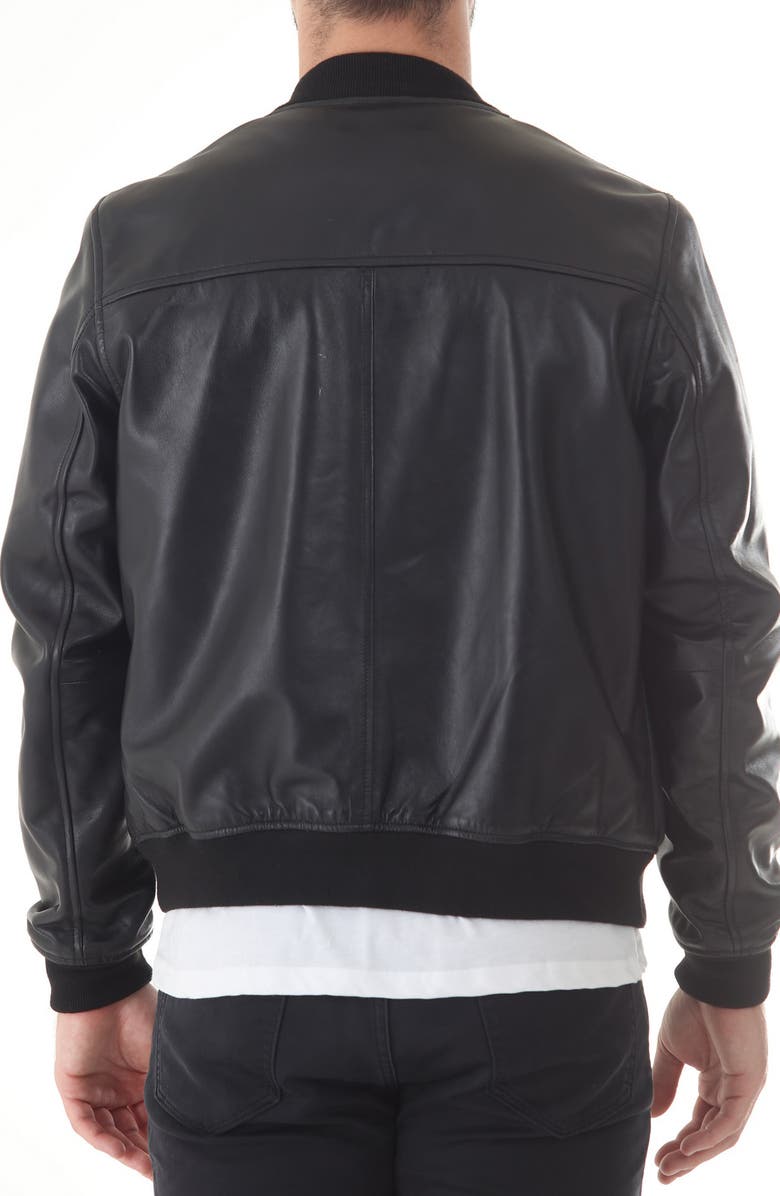 Missani Le Collezioni Lambskin Leather Baseball Jacket, Alternate, color, Black