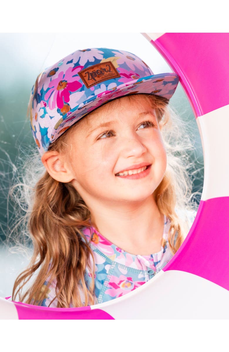Deux par Deux Baby Girl's Printed Cap White, Pink, And Green Flowers, Alternate, color, White, Pink, And Green Flowers