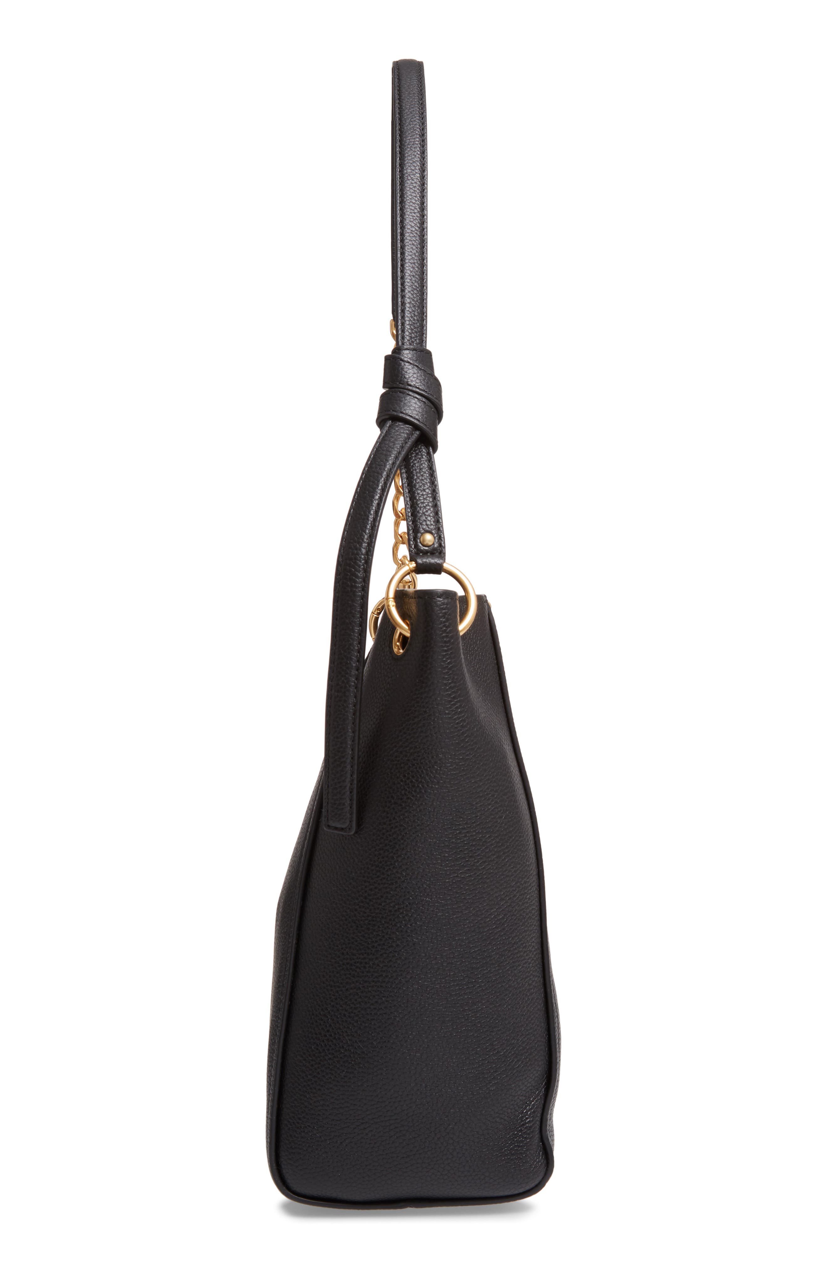 Everly Leather Hobo, Alternate, color, BLACK