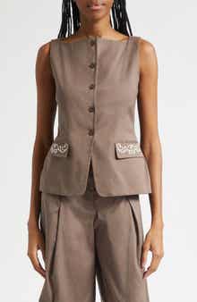 Embroidered Detail Canvas Vest