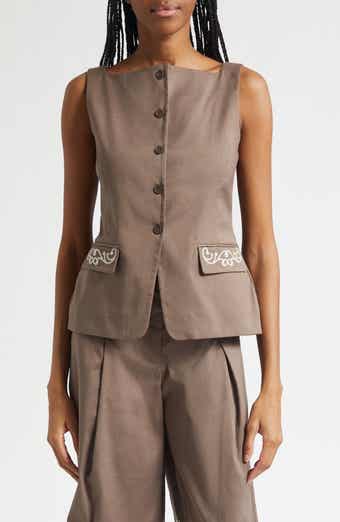 Embroidered Detail Canvas Vest