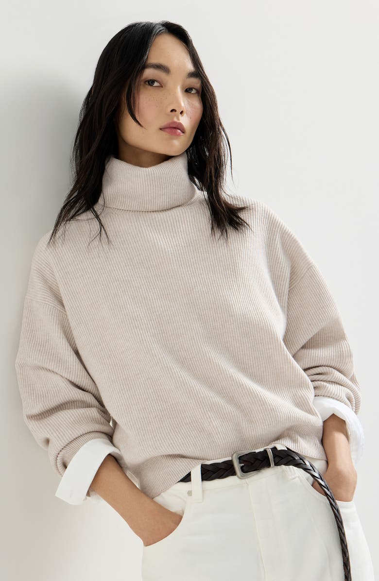 Brunello Cucinelli Wool, cashmere and silk sweater, Alternate, color, Cool Beige