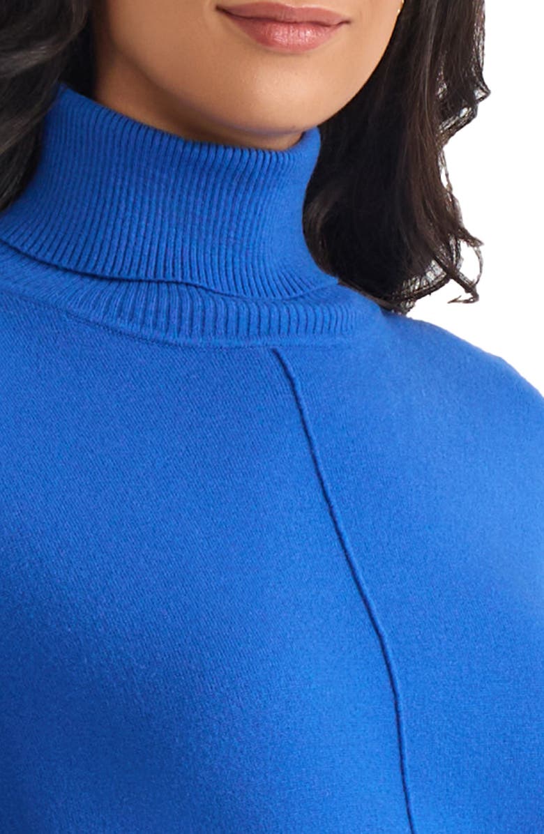 Jones New York Turtleneck Seam Front Bouclé Sweater, Alternate, color, Sapphire