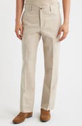Berle Flat Front Cotton & Linen Straight Leg Pants