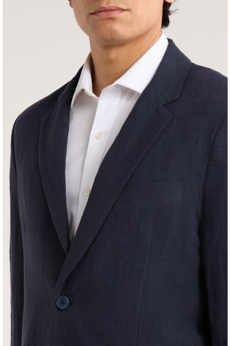 Tailored Fit Solid Linen Blazer, Alternate, color, NAVY