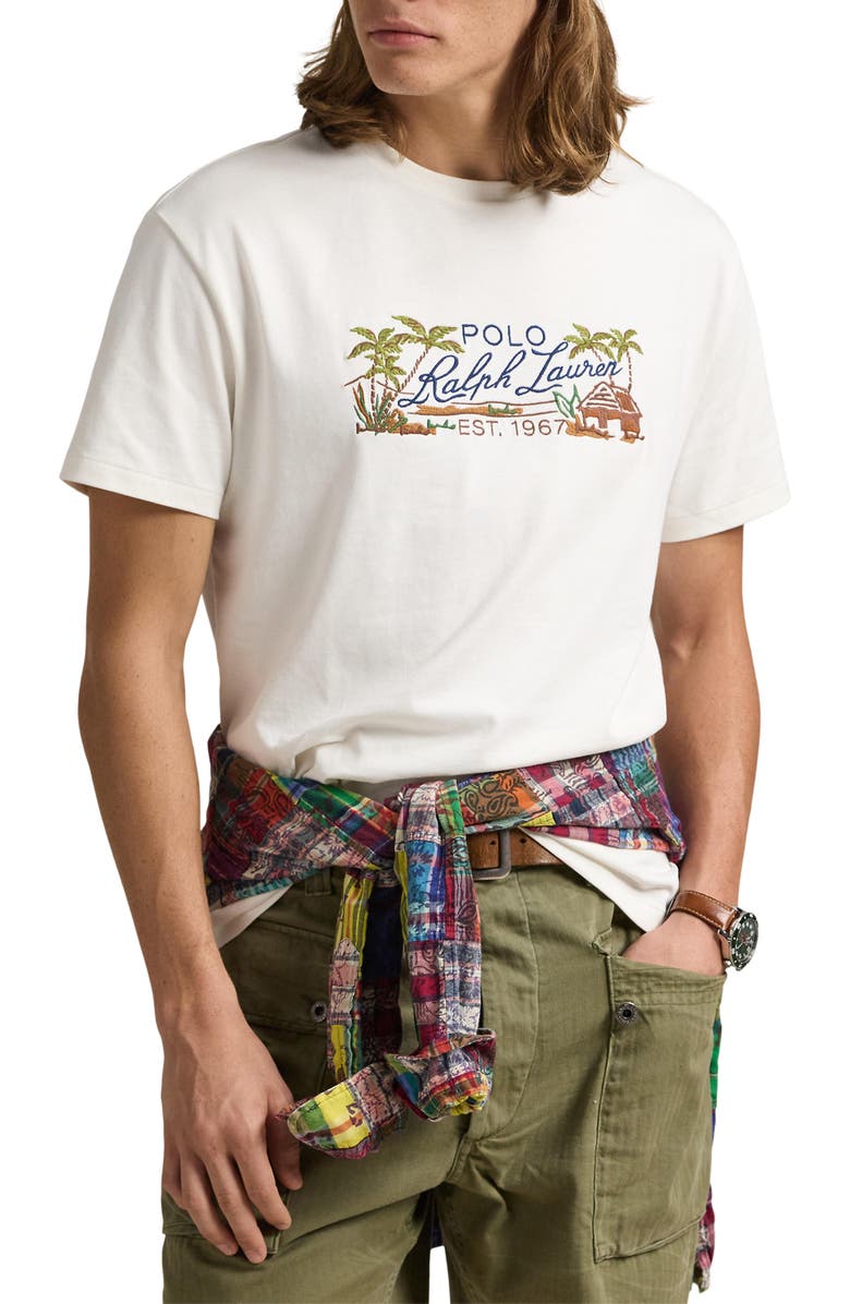 Polo Ralph Lauren Vacation Embroidered Cotton Graphic T-Shirt, Main, color, 