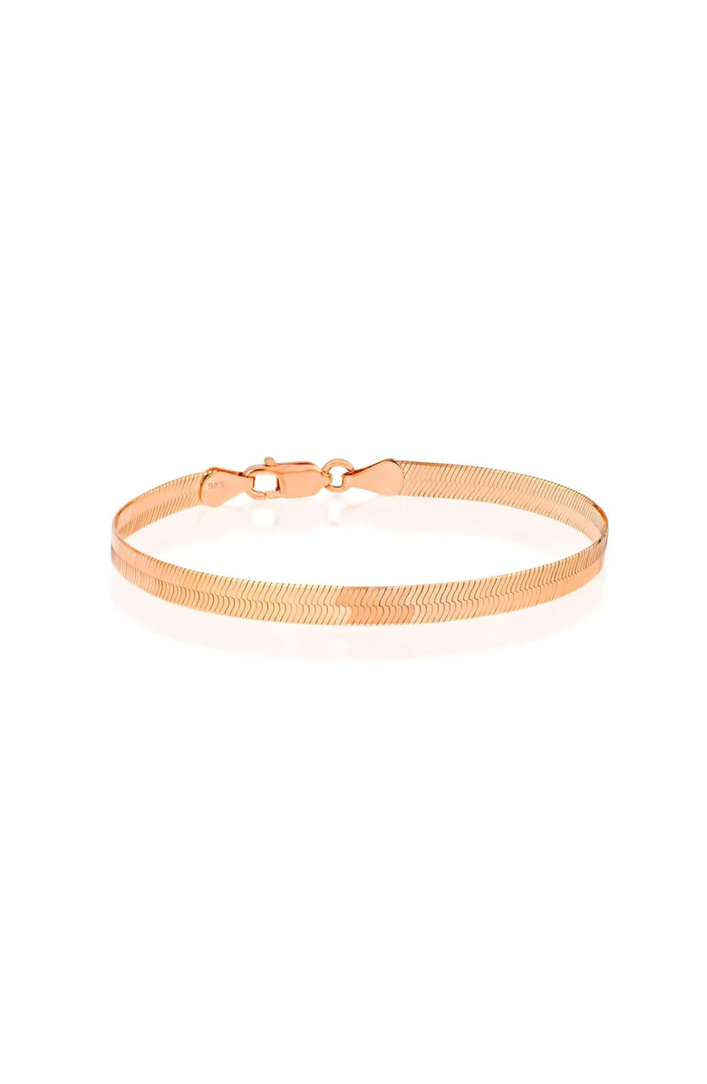 Spero London Italian Herringbone Sterling Chain Bracelet, Main, color, Rose Gold