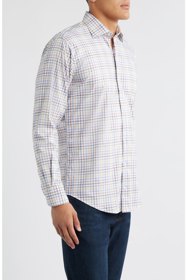 Crown Light Plaid Button-Up Shirt, Alternate, color, EVENING TIDE